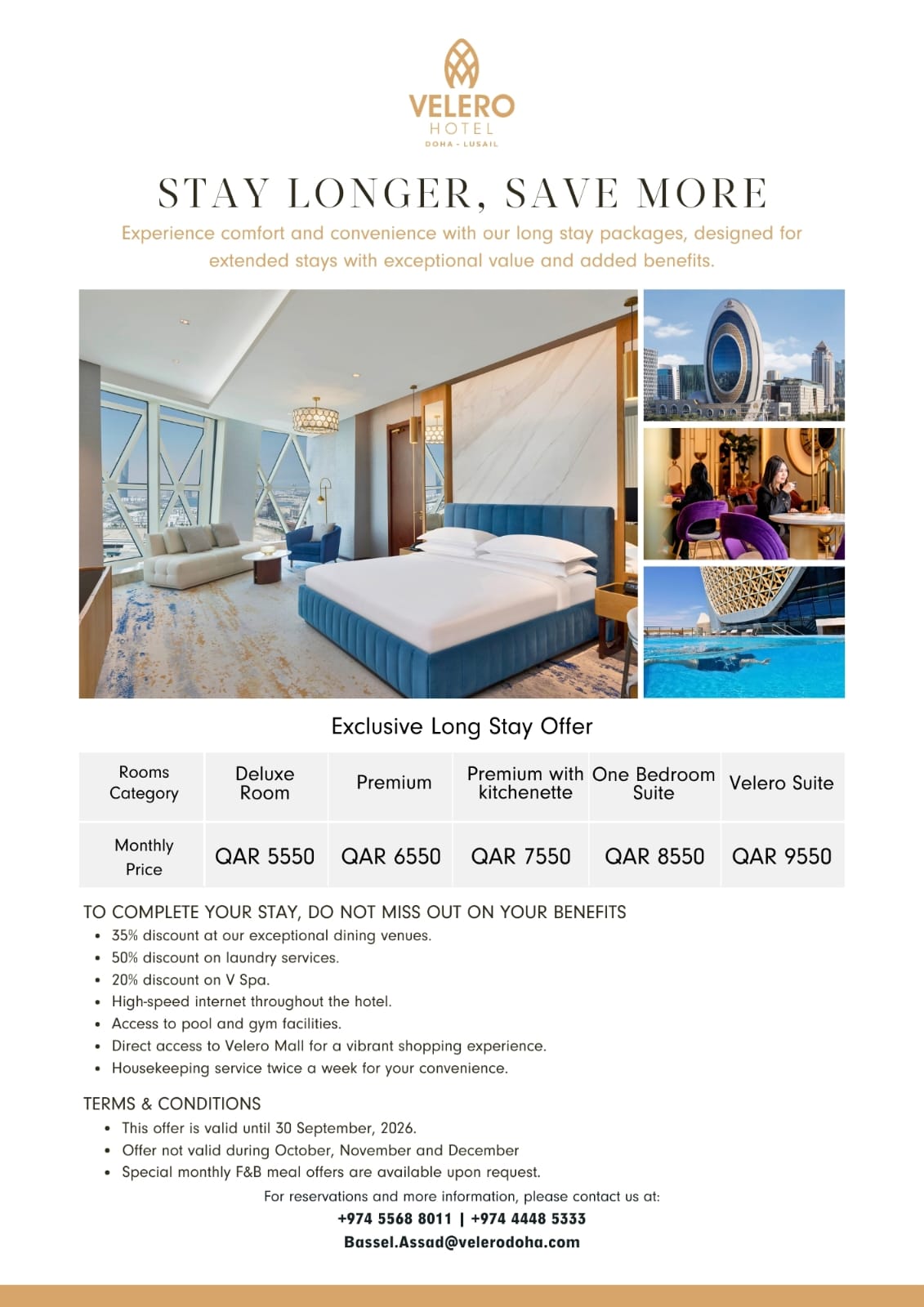 Velero Hotel Doha Lusail | Stay Longer, Save More